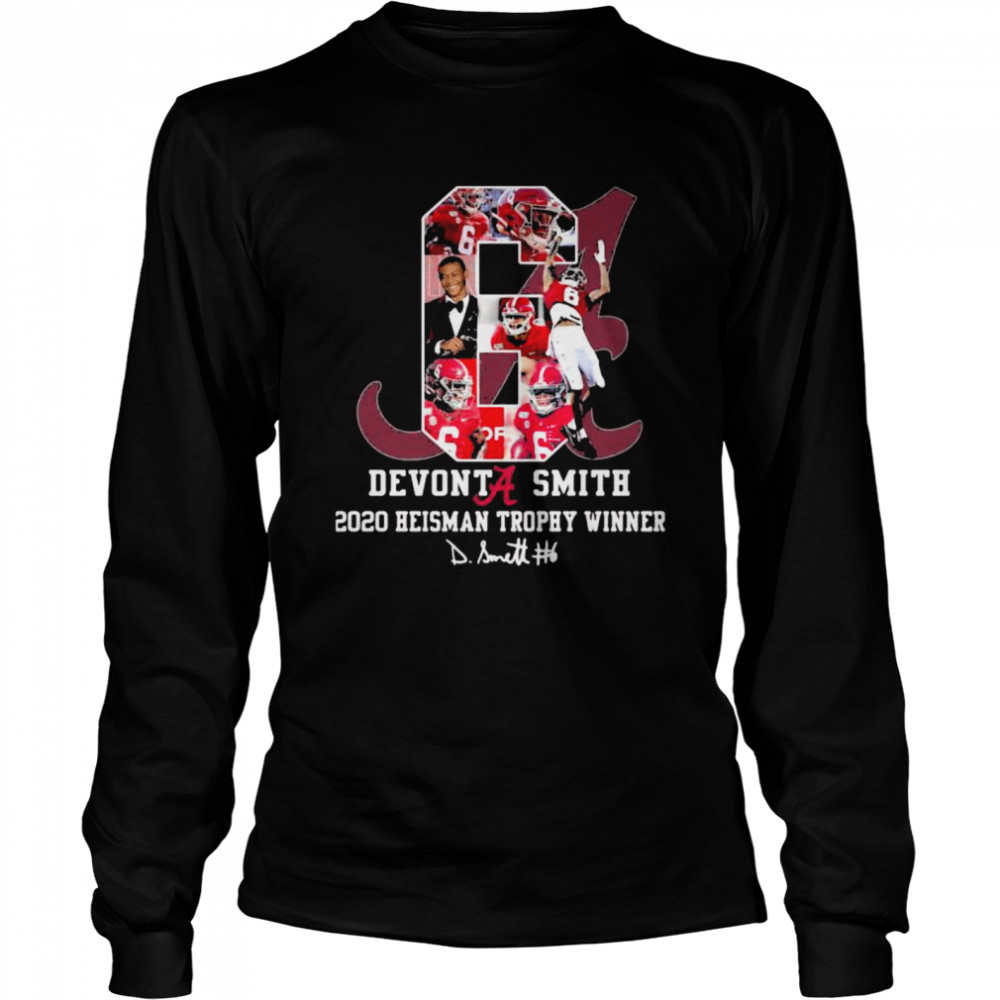 Devonta Smith 2020 Heiman Trophy Winner Signature Long Sleeved T-shirt