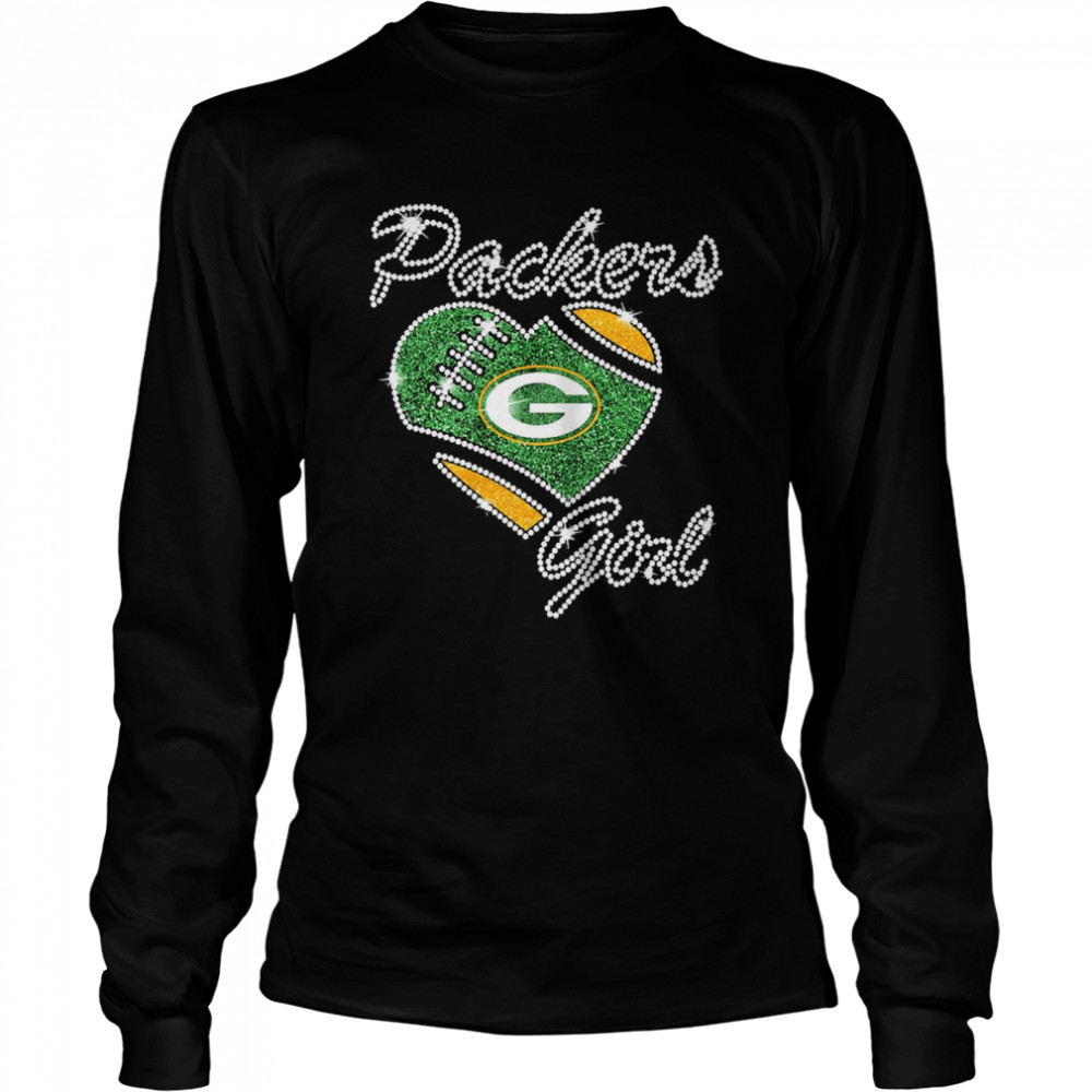 Diamond Heart Green Bay Packers Girl Long Sleeved T-shirt