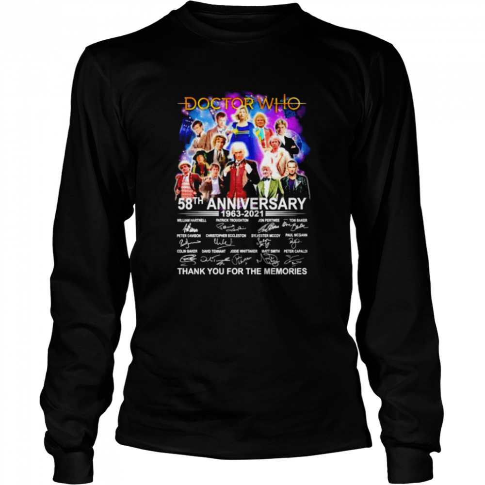 Doctor who 58Th anniversary 1963-2021 signature thank you for the memories Long Sleeved T-shirt