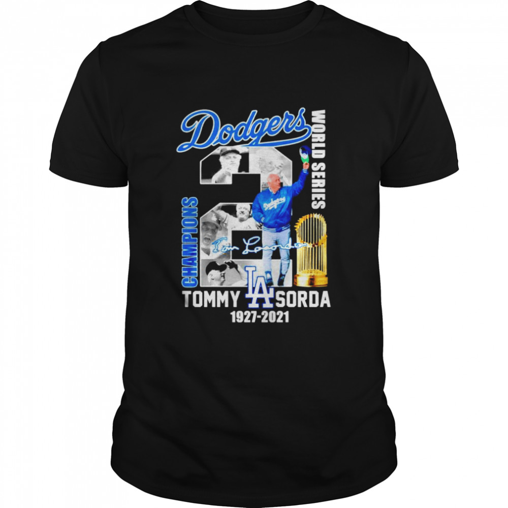 Dodgers World series champions Tommy Lasorda 1927 2021 signature shirt