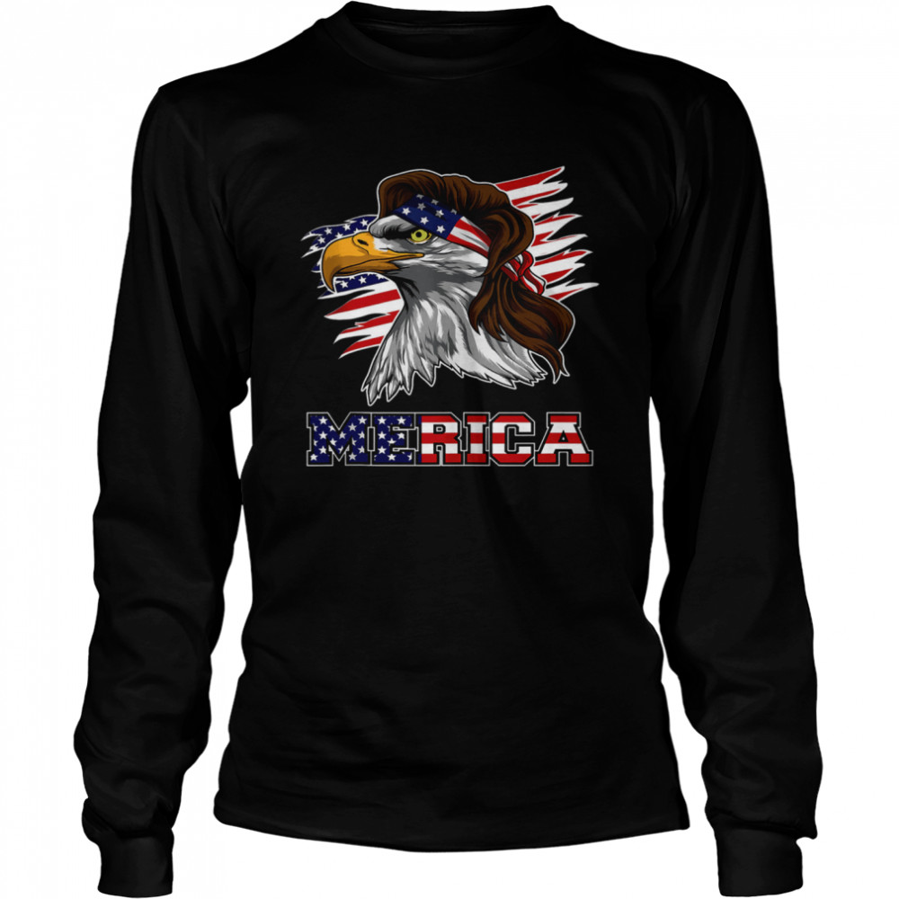 Eagle Mullet American Flag Merica 4th Of July Long Sleeved T-shirt