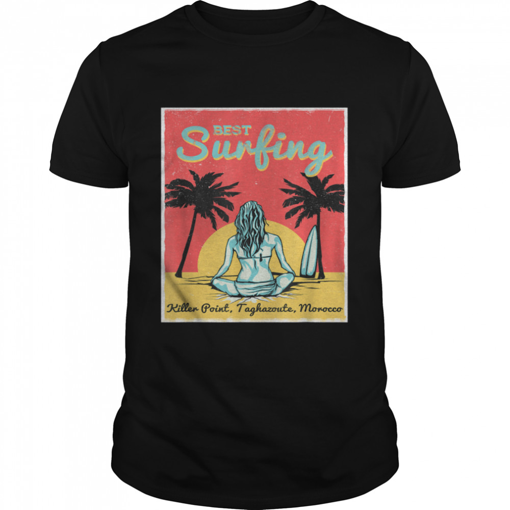 Female surfer Killer Point Taghazoute Morocco shirt