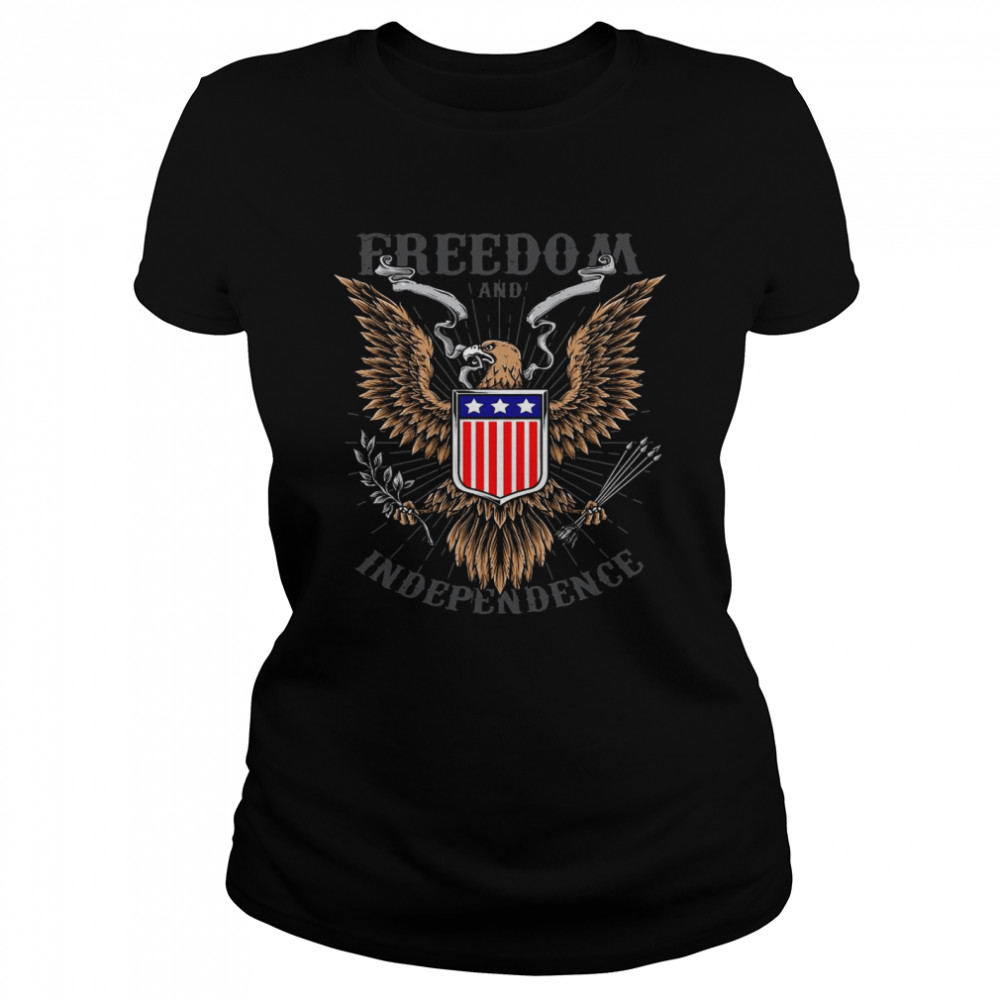 Freedom And Independence Eagle American Flag Classic Women's T-shirt