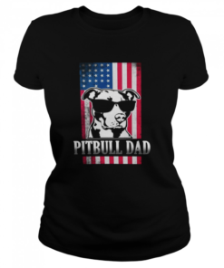 Funny Pitbull Dad American Flag  Classic Women's T-shirt