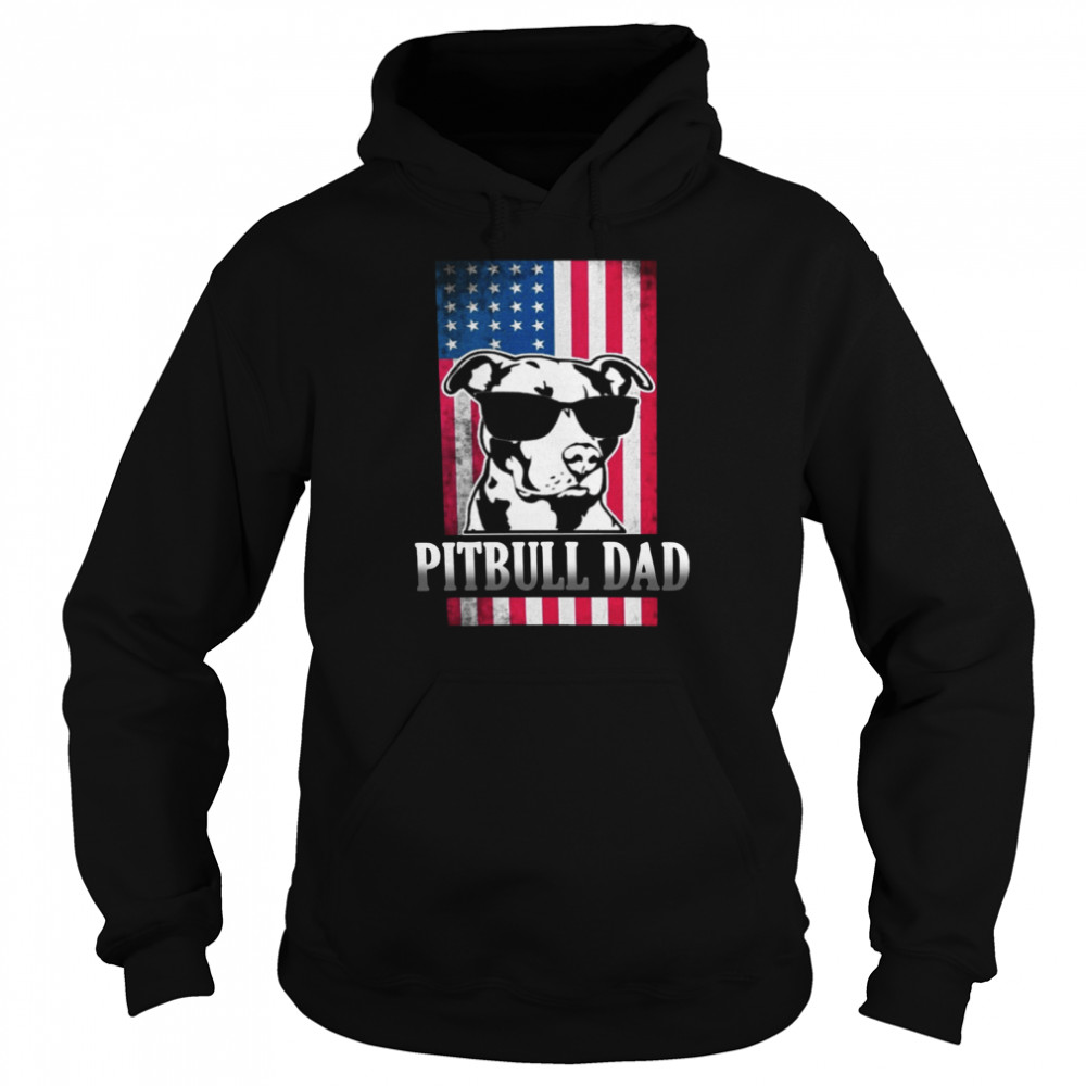 Funny Pitbull Dad American Flag Unisex Hoodie