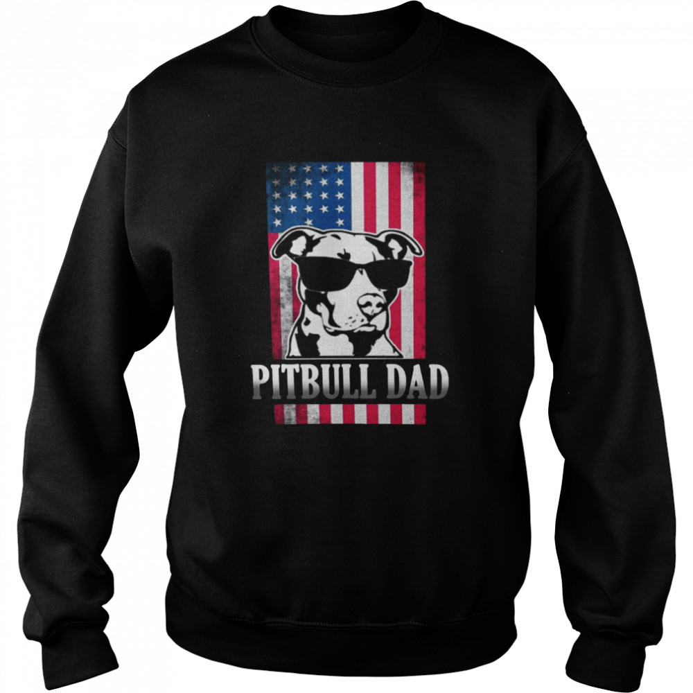 Funny Pitbull Dad American Flag Unisex Sweatshirt