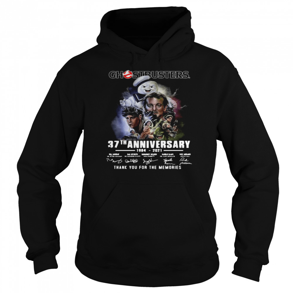 Ghostbusters 37th Anniversary 1984 2021 Signatures Thank You For The Memories Unisex Hoodie