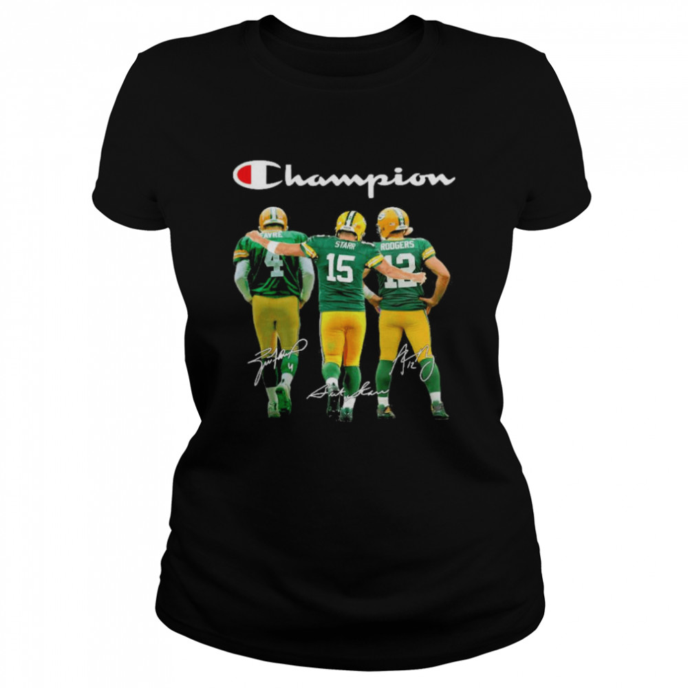 Green bay packers favre starr rodgers champions signatures Classic Women's T-shirt