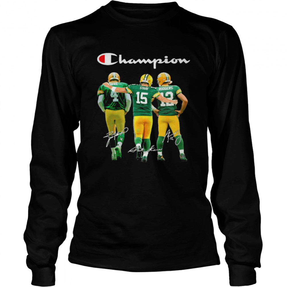 Green bay packers favre starr rodgers champions signatures Long Sleeved T-shirt
