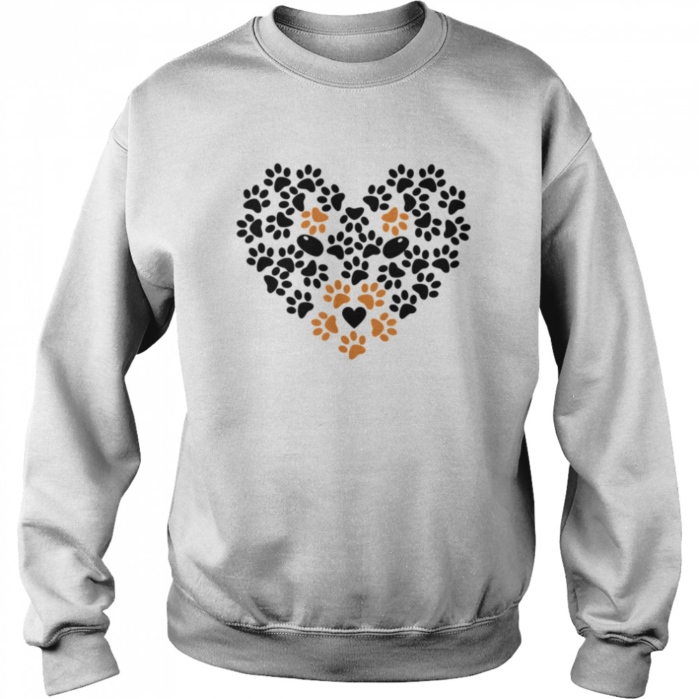 Heart Shape Paw Print Black and Brown Dog Valentines Day Unisex Sweatshirt