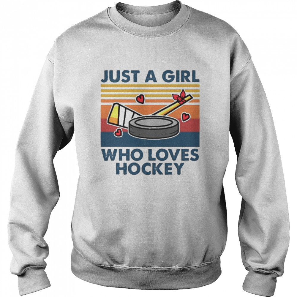 Just a girl who loves hockey vintage Unisex Sweatshirt