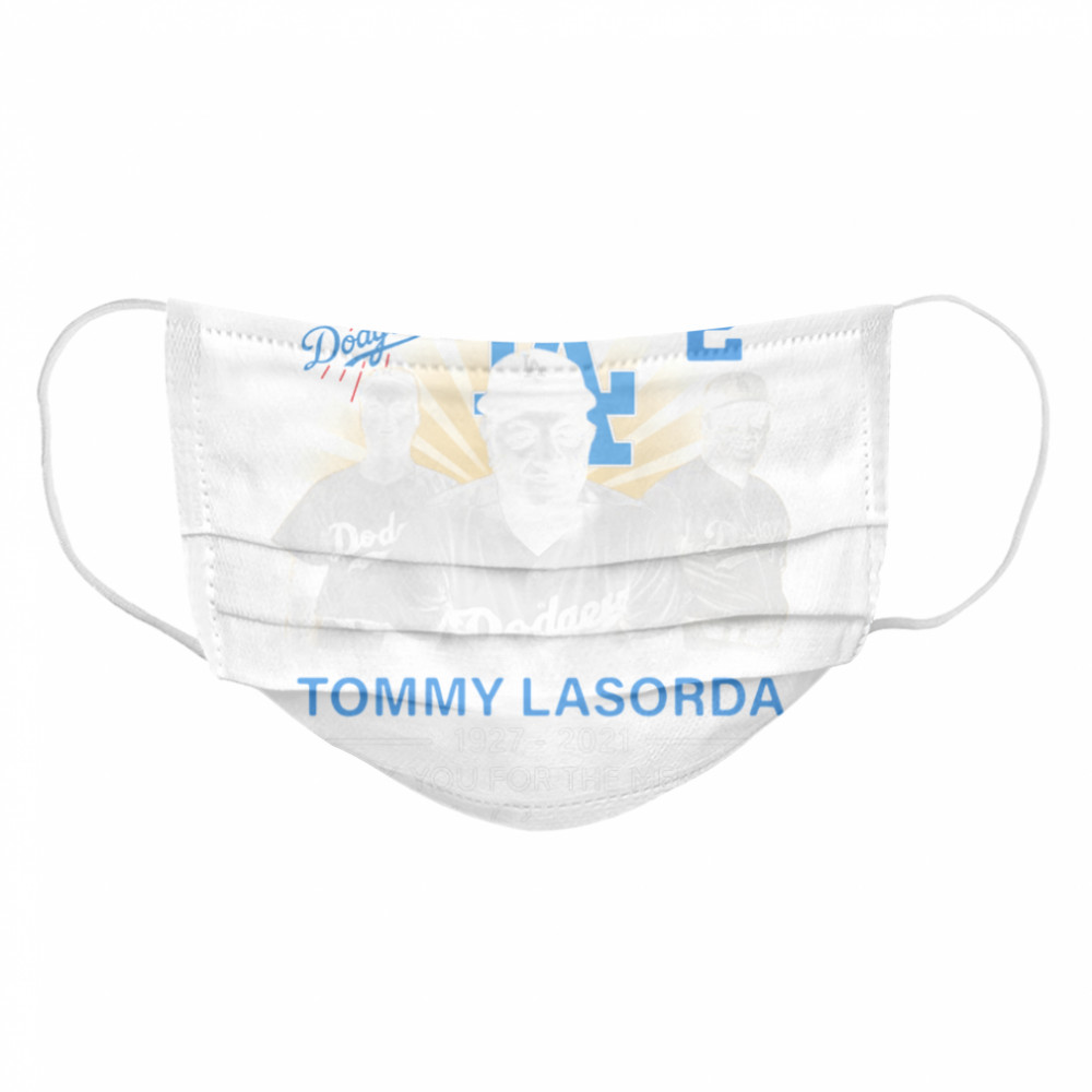 Los Angeles Dodgers Tommy Lasorda 1927 2021 thank you for the memories signature Cloth Face Mask