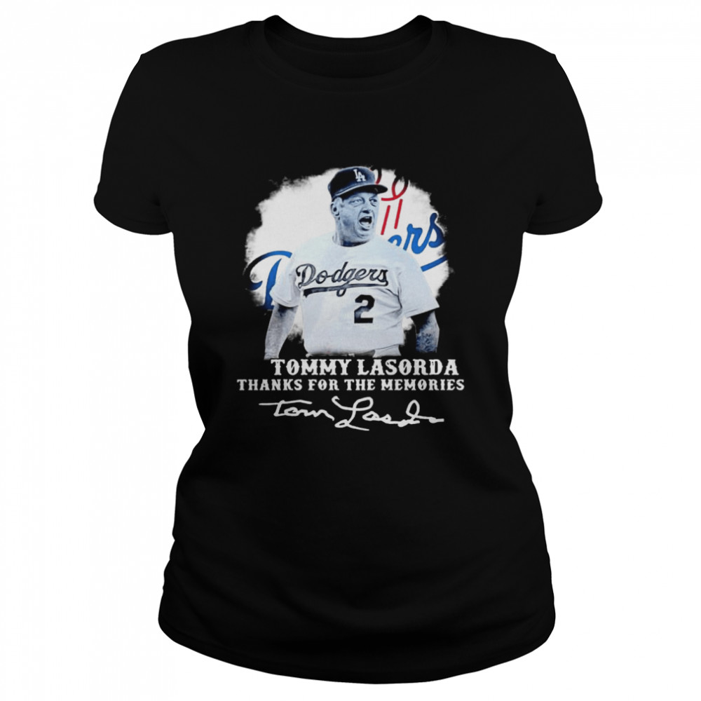 Los Angeles Dodgers Tommy Lasorda Thanks For The Memories Signatures Classic Women's T-shirt