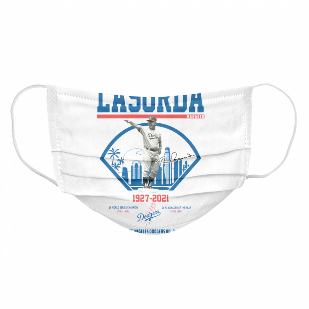 Los Angeles Dodgers Tommy Lasorda manager 1927 2021 thank you for the memories signature Cloth Face Mask