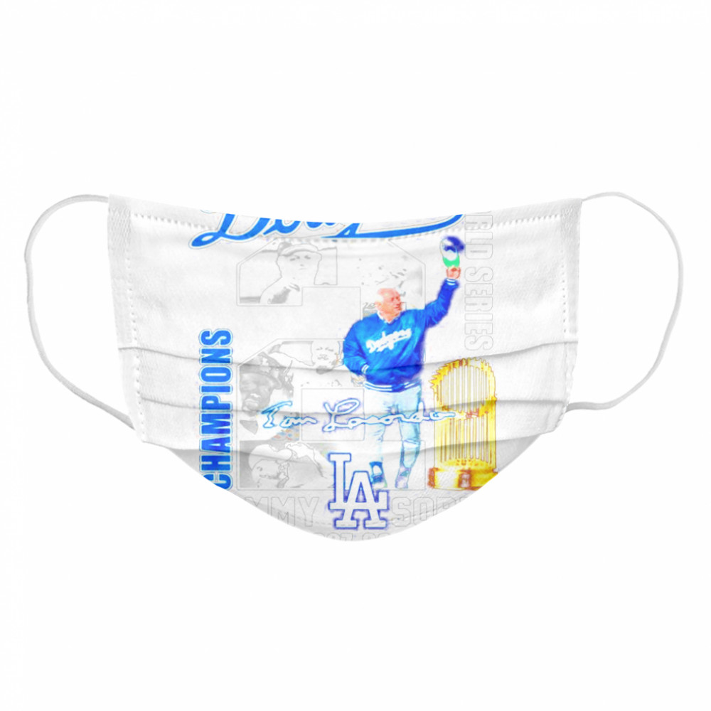 Los Angeles Dodgers World Series Champions Tommy Lasorda 1927 2021 signature Cloth Face Mask