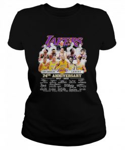 Los Angeles Lakers 74th anniversary thank you for the memories signatures  Classic Women's T-shirt
