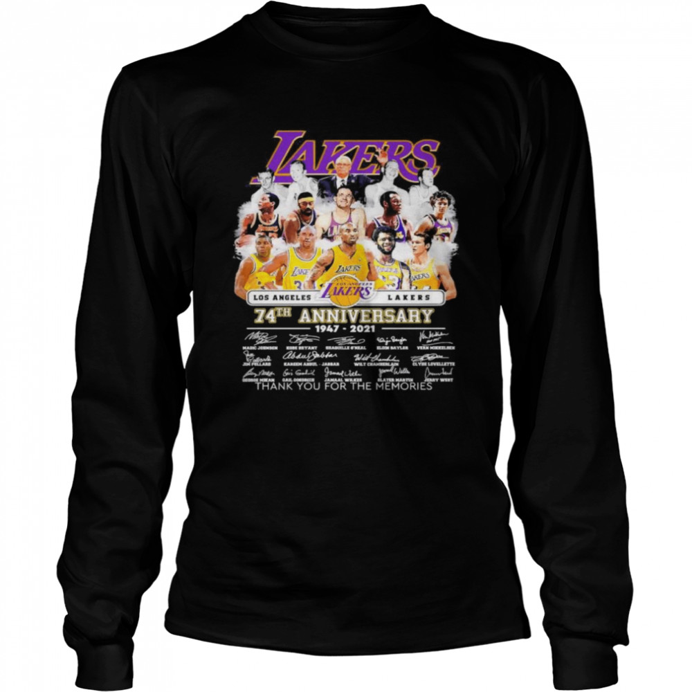 Los Angeles Lakers 74th anniversary thank you for the memories signatures Long Sleeved T-shirt