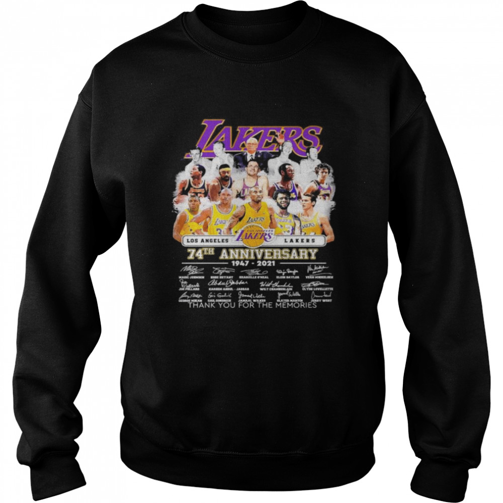 Los Angeles Lakers 74th anniversary thank you for the memories signatures Unisex Sweatshirt