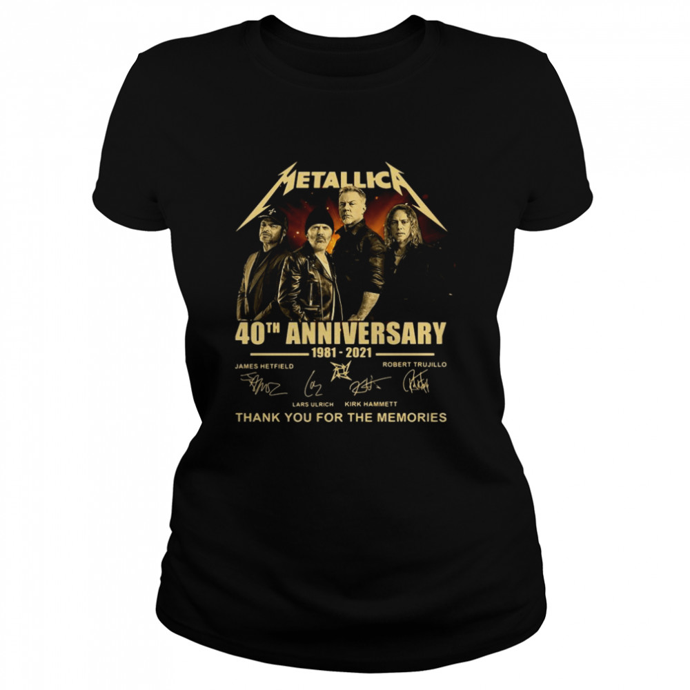 Metallica 40th Anniversary 1981 2021 Thank You For The Memories Signature Classic Women's T-shirt