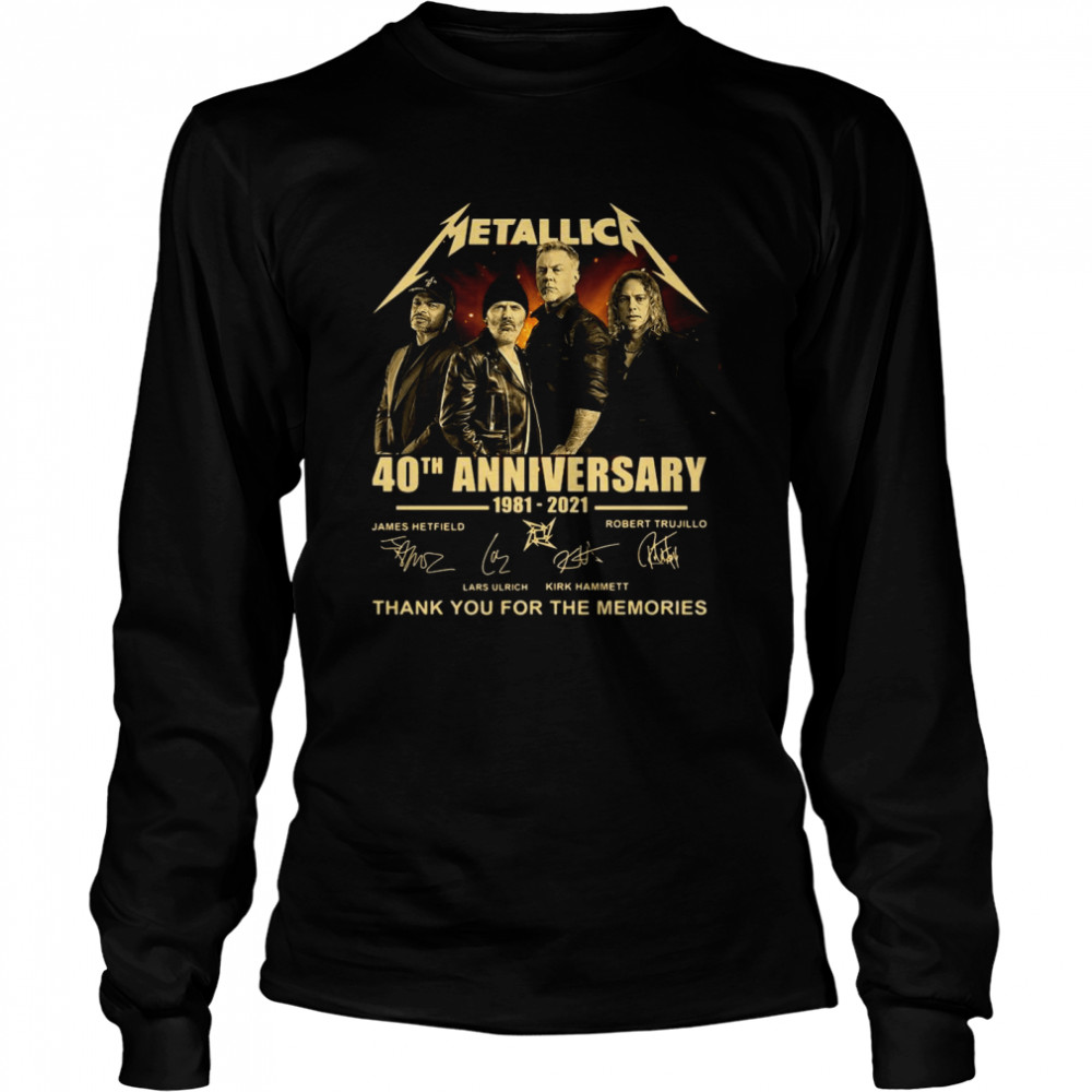 Metallica 40th Anniversary 1981 2021 Thank You For The Memories Signature Long Sleeved T-shirt