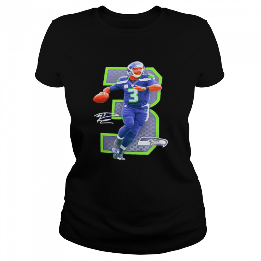 NFL Seattle Seahawks 3 Russell Wilson signature Classic Women's T-shirt