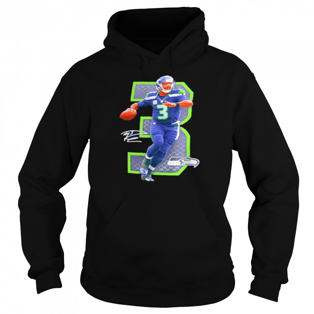 NFL Seattle Seahawks 3 Russell Wilson signature Unisex Hoodie