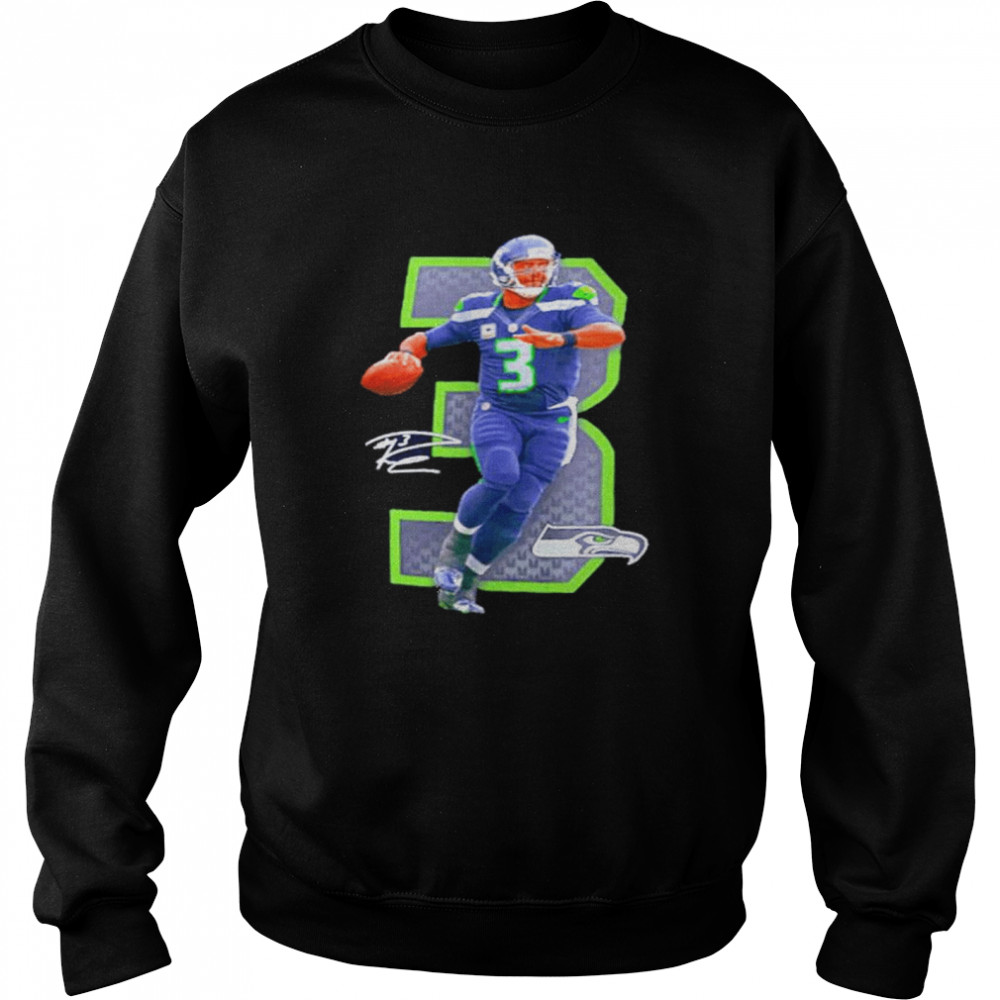 NFL Seattle Seahawks 3 Russell Wilson signature Unisex Sweatshirt