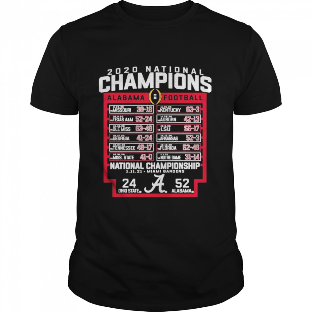 National champions alabama crimson tide 1 11 21 miami gardens shirt