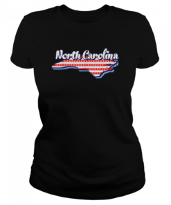North Carolina Map Outline 4th Of July USA Flag States  Classic Women's T-shirt