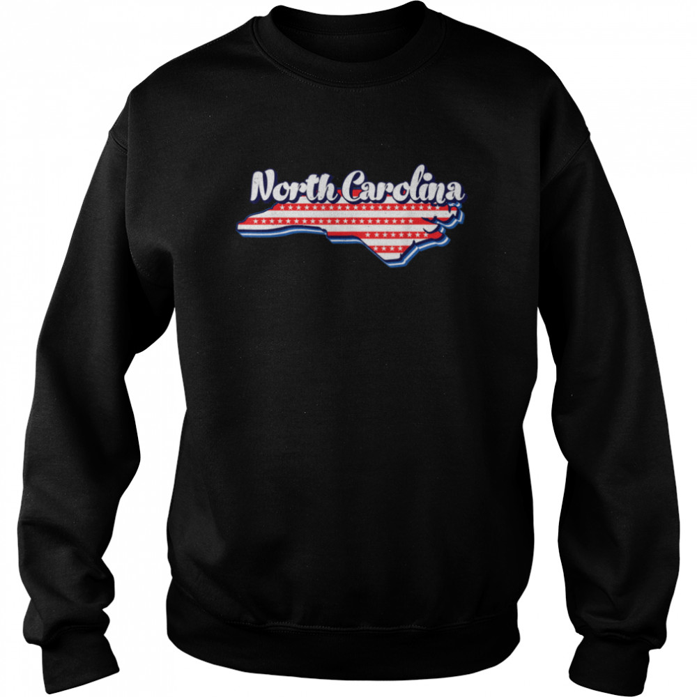 North Carolina Map Outline 4th Of July USA Flag States Unisex Sweatshirt