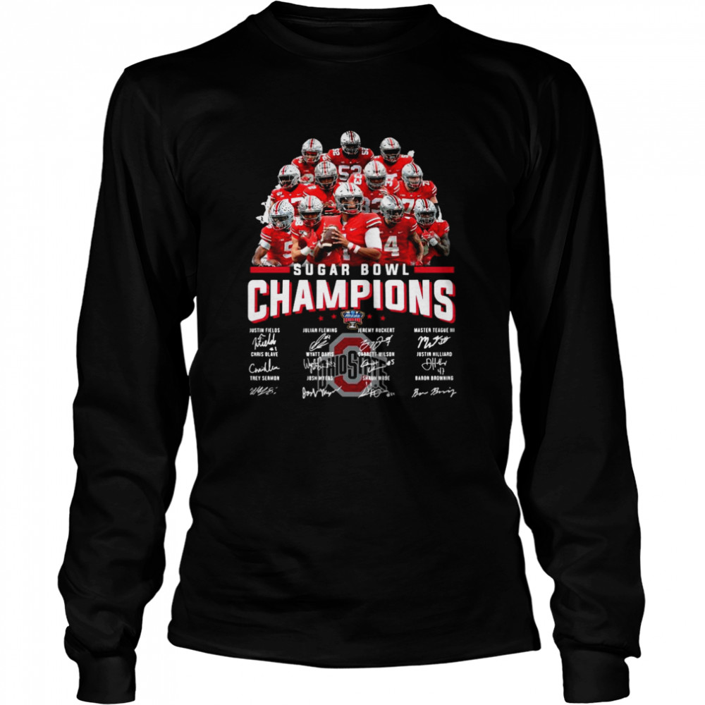 Ohio State Buckeyes Sugar Bowl Champions Signatures Long Sleeved T-shirt