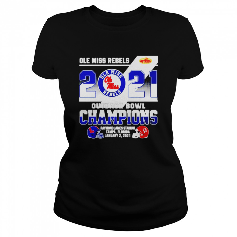 Ole Miss Rebels 2021 Outback Bowl Champions Raymond James Stadium Tampa Florida Classic Women's T-shirt