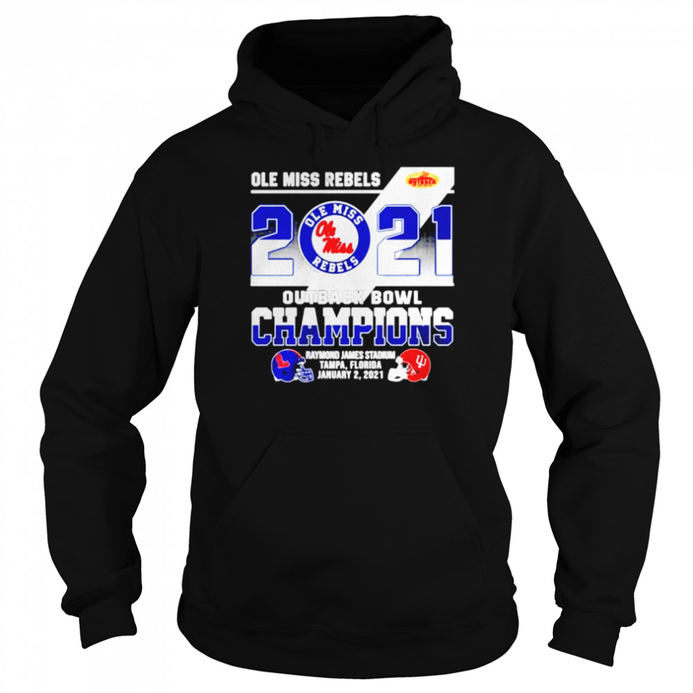 Ole Miss Rebels 2021 Outback Bowl Champions Raymond James Stadium Tampa Florida Unisex Hoodie