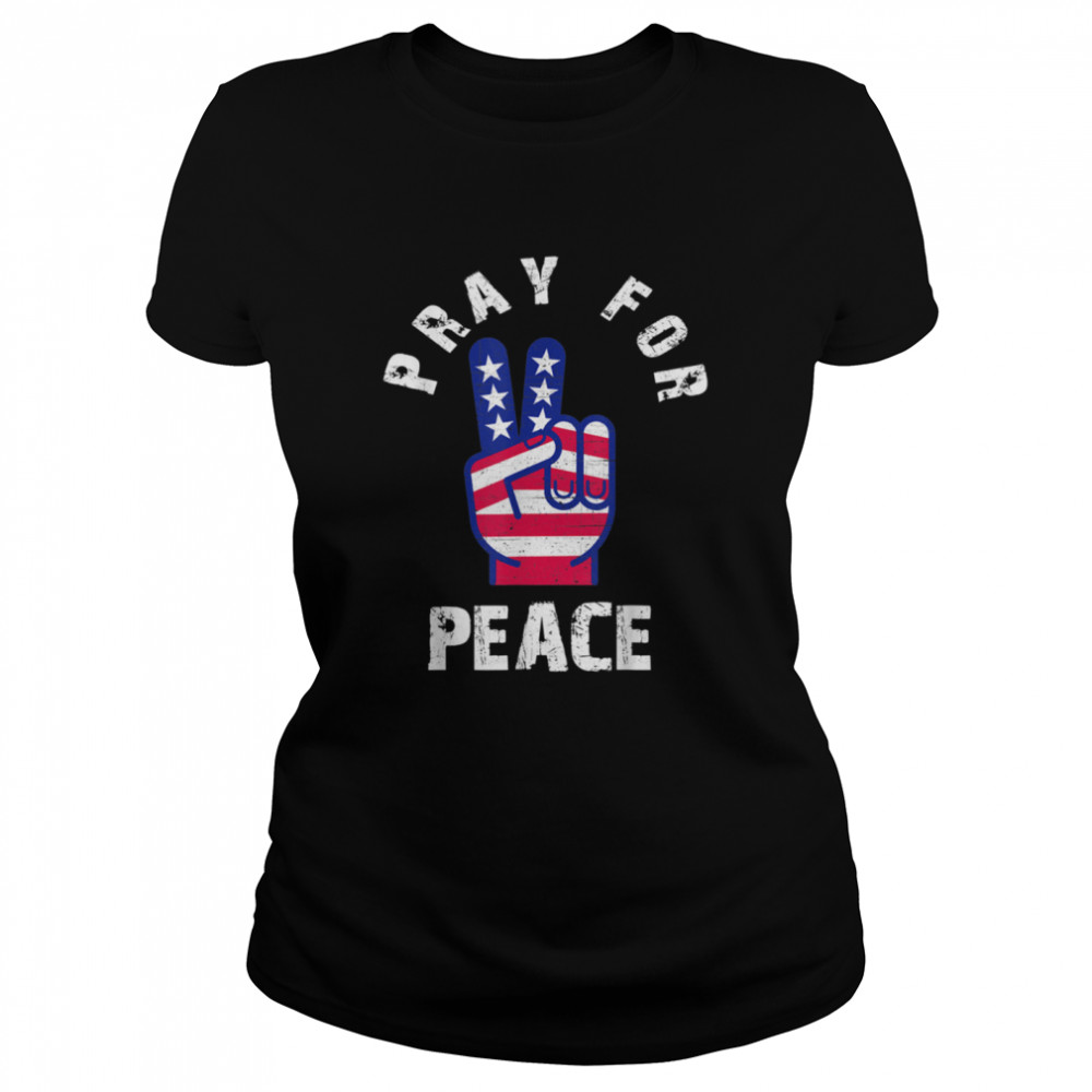 Patriotic Peace symbol Pray for Peace Bible Verse Vintage Classic Women's T-shirt