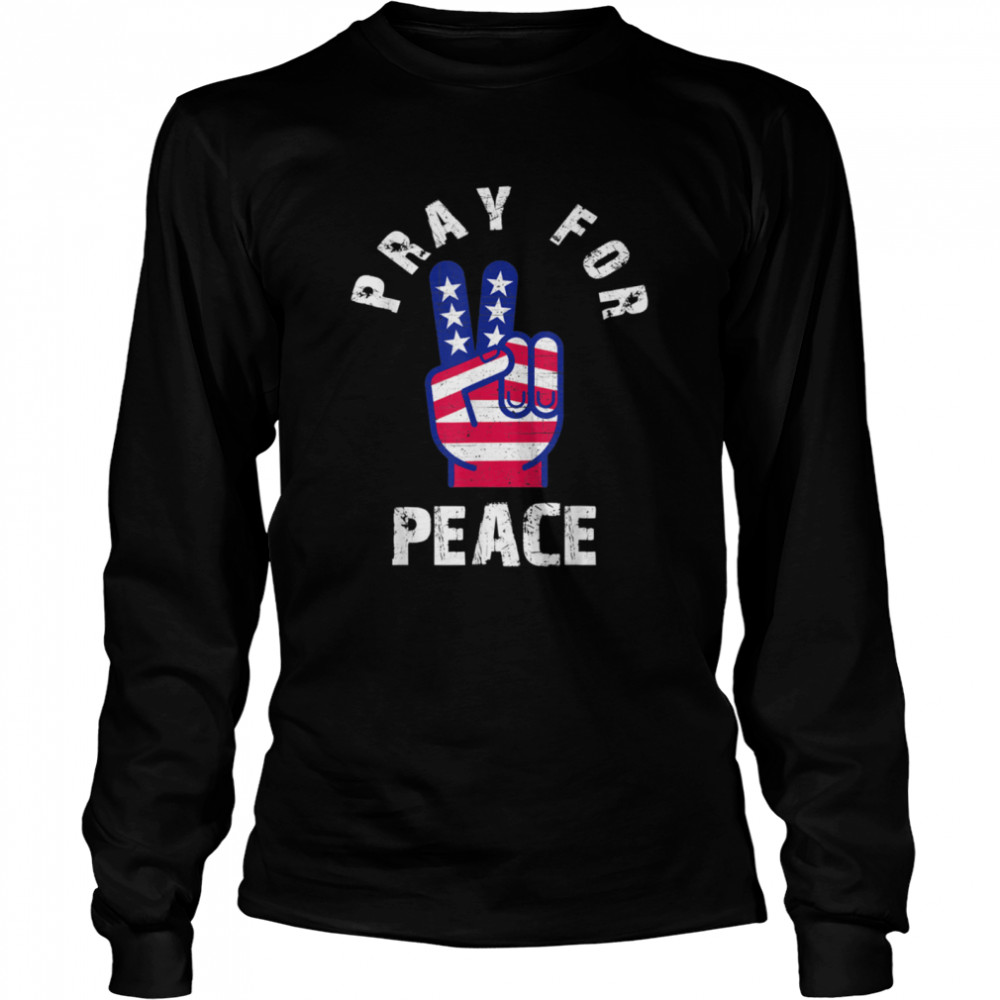 Patriotic Peace symbol Pray for Peace Bible Verse Vintage Long Sleeved T-shirt