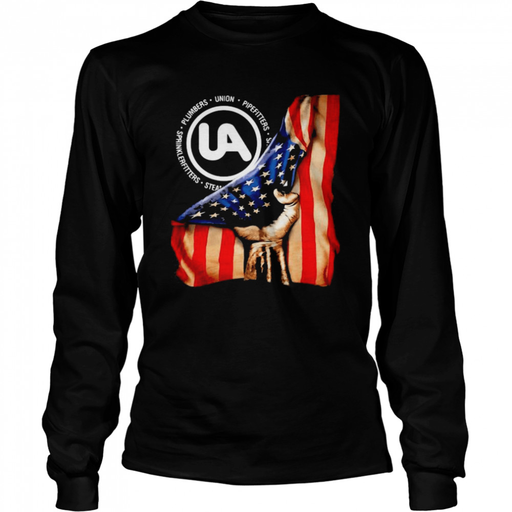 Plumbers Union Pipefitters American Flag Long Sleeved T-shirt