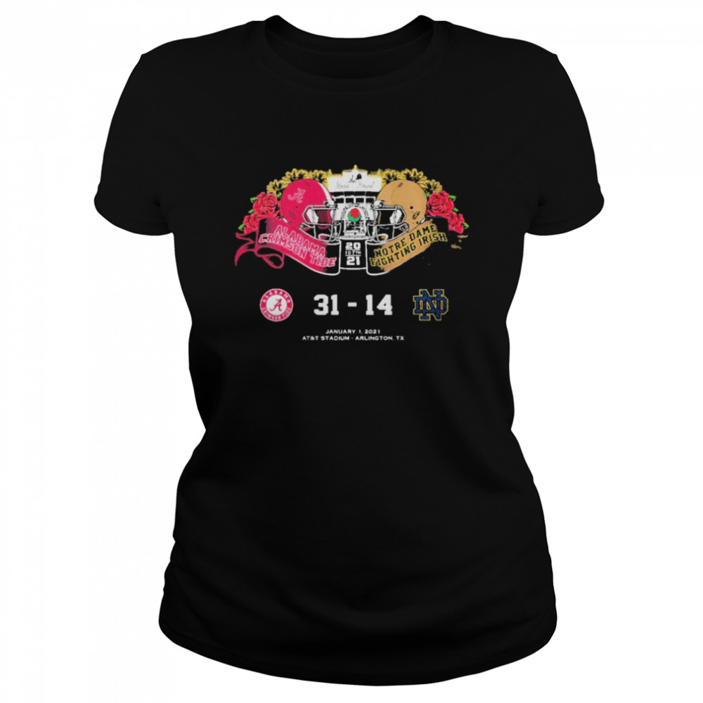 Rose bowl alabama crimson tide 31 14 notre dame fighting irish 2021 Classic Women's T-shirt