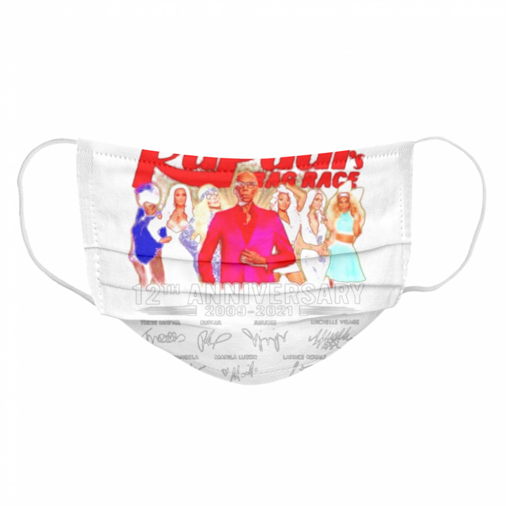 Rupaul Bag Race 12th anniversary 2009 2021 thank you for the memories signatures  Cloth Face Mask