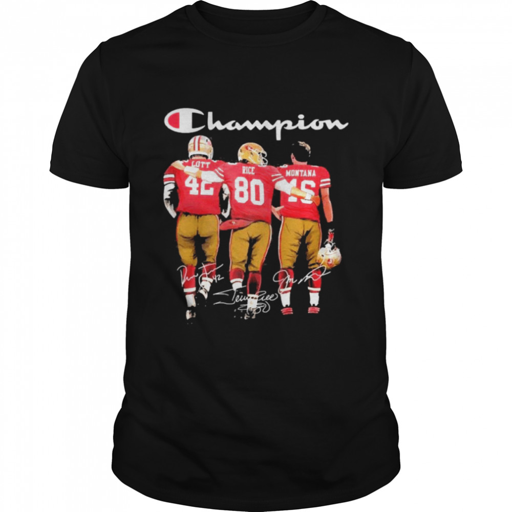 San Francisco 49ers Lott Rice and Montana champion signatures shirt