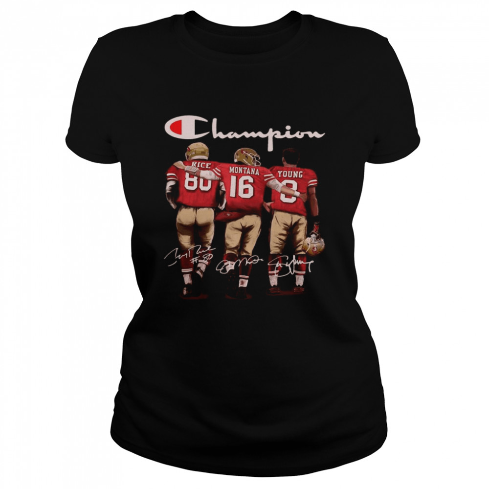 San Francisco 49ers Rice Montana And Young Champion Signatures Classic Women's T-shirt