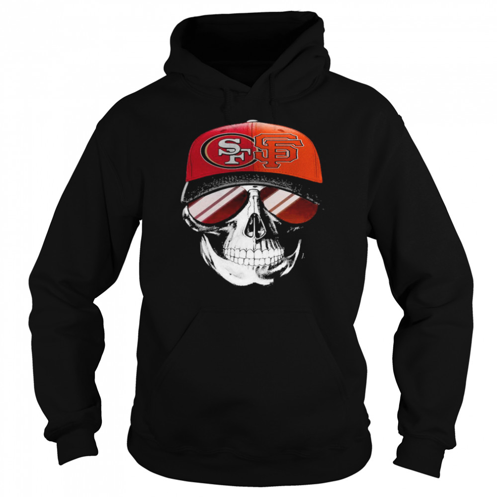 San Francisco 49ers and Los Angeles Lakers Skull sunglass  Unisex Hoodie