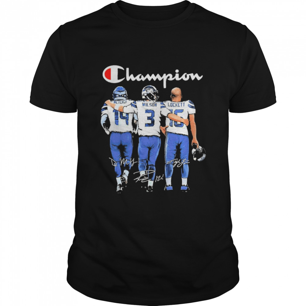 Seattle Seahawks Champion Metcalf Wilson And Lockett Signatures shirt