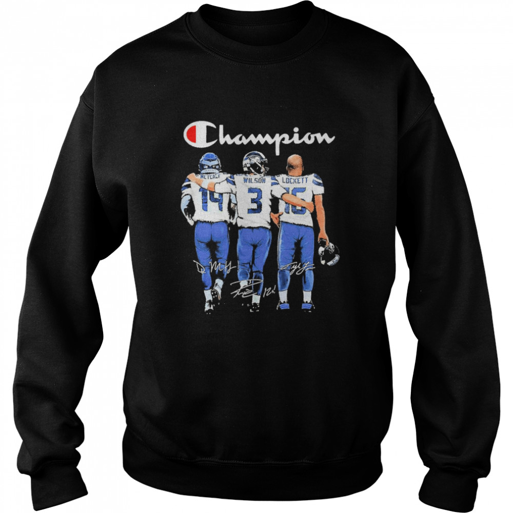 Seattle Seahawks Champion Metcalf Wilson And Lockett Signatures Unisex Sweatshirt