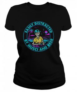 Skeleton Easily Distracted By Music And Beer  Classic Women's T-shirt