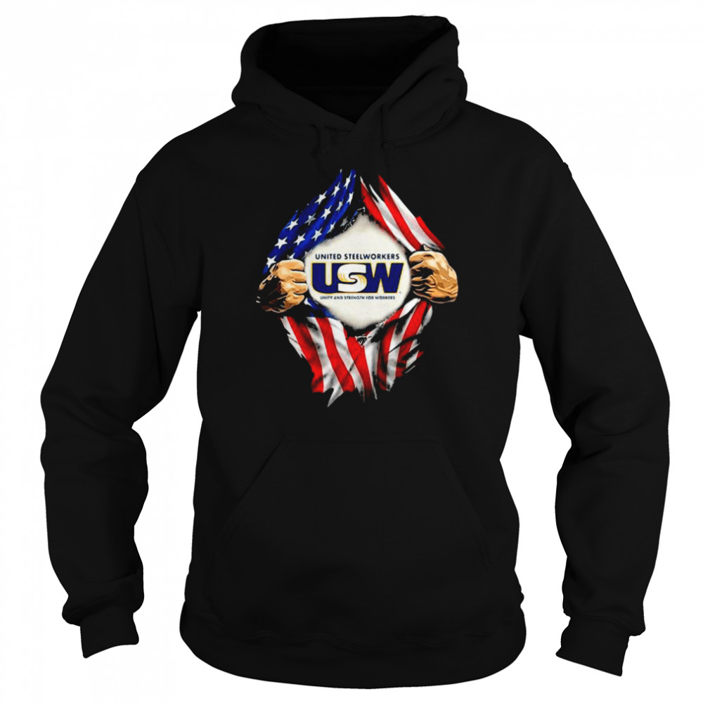 Superman United Steelworkers Unity And Strength For Workers American Flag Unisex Hoodie