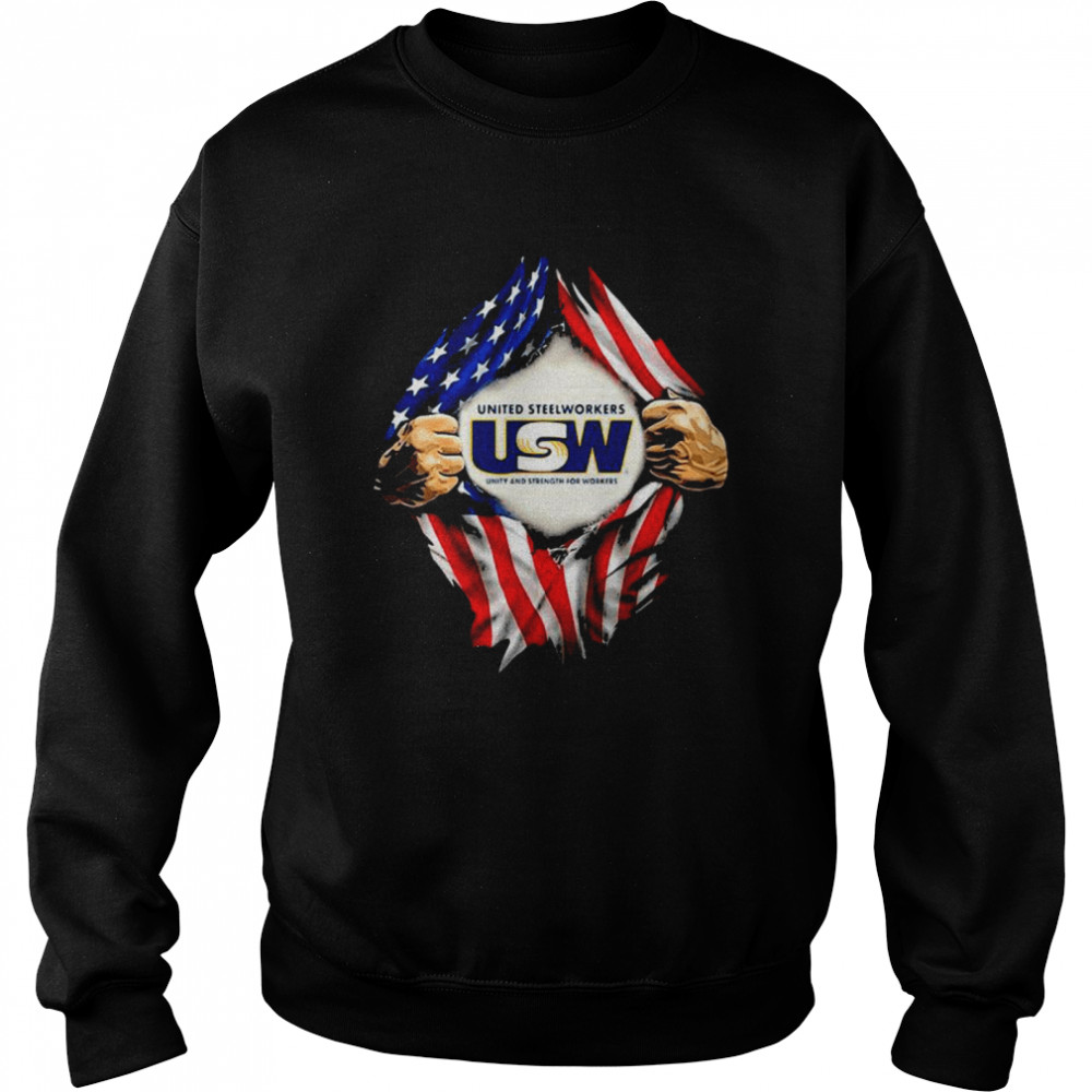 Superman United Steelworkers Unity And Strength For Workers American Flag Unisex Sweatshirt