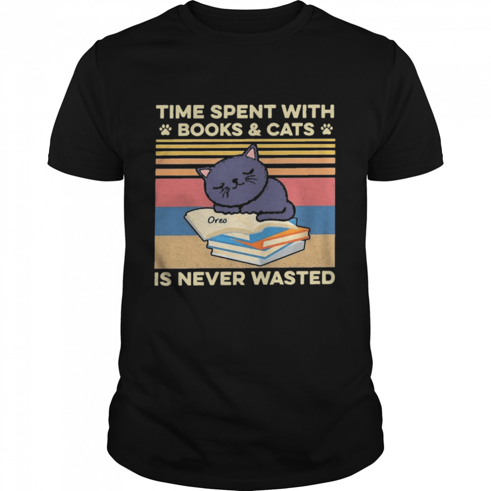 Time Spent With Books And Cats Is Never Wasted Vintage shirt