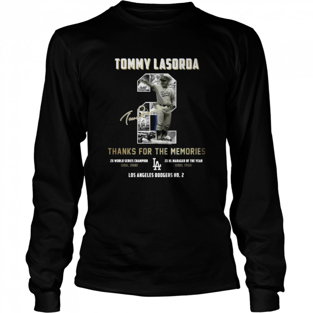 Tommy Lasorda 2 Thank You For The Memories Signature Long Sleeved T-shirt