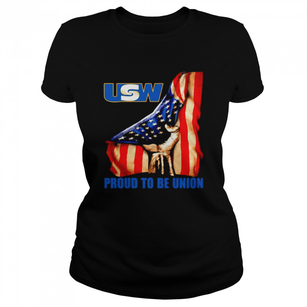 United Steelworkers Logo Proud To Be Union American Flag Classic Women's T-shirt