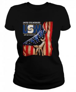 United Steelworkers Unity And Strength For Workers American Flag  Classic Women's T-shirt